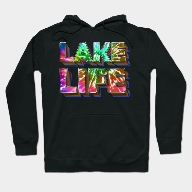 Lake Life Summer Vacation Retro Tie Dye Vibes Hoodie by SpacemanTees